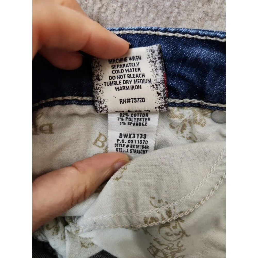 BKE Stella Straight Jeans Womens 29 Blue Medium Wash Low Rise Stretch
